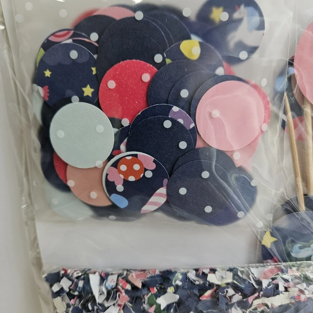 Navy Blue and Pink Unicorn Party Decoration Set with Confetti